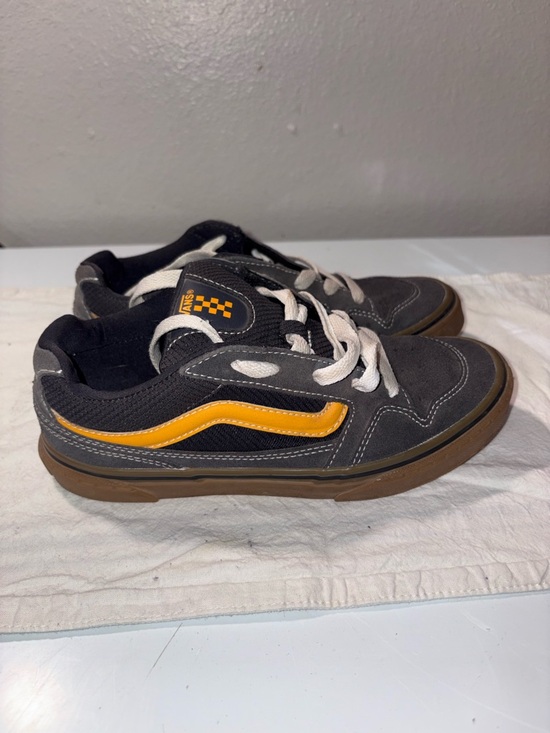 Vans Other - Vans Kids Black Low-Top Sneakers with Yellow Side Stripe